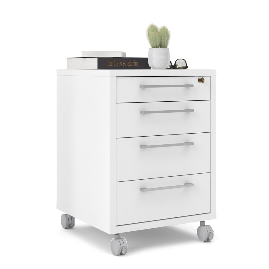 TVILUM Prima skuffesektion - hvid tr, m. hjul, 4 skuffer