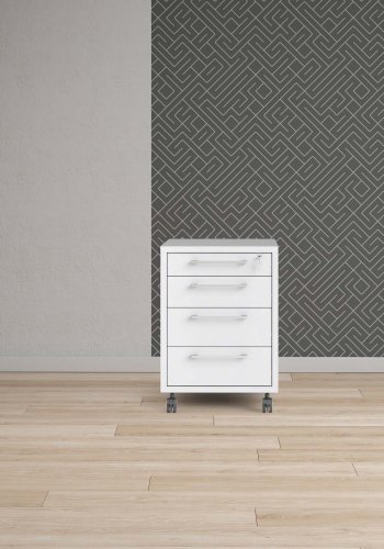 TVILUM Prima skuffesektion - hvid tr, m. hjul, 4 skuffer