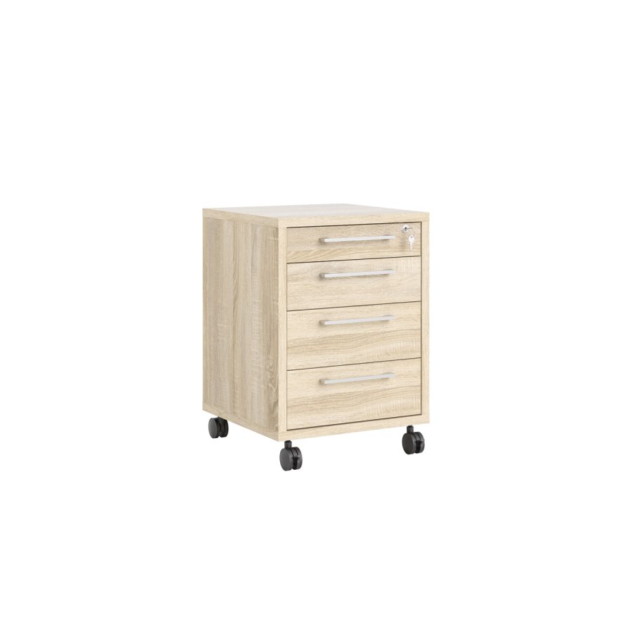 TVILUM Prima skuffesektion - natur egetrsfinér, m. 4 skuffer og hjul