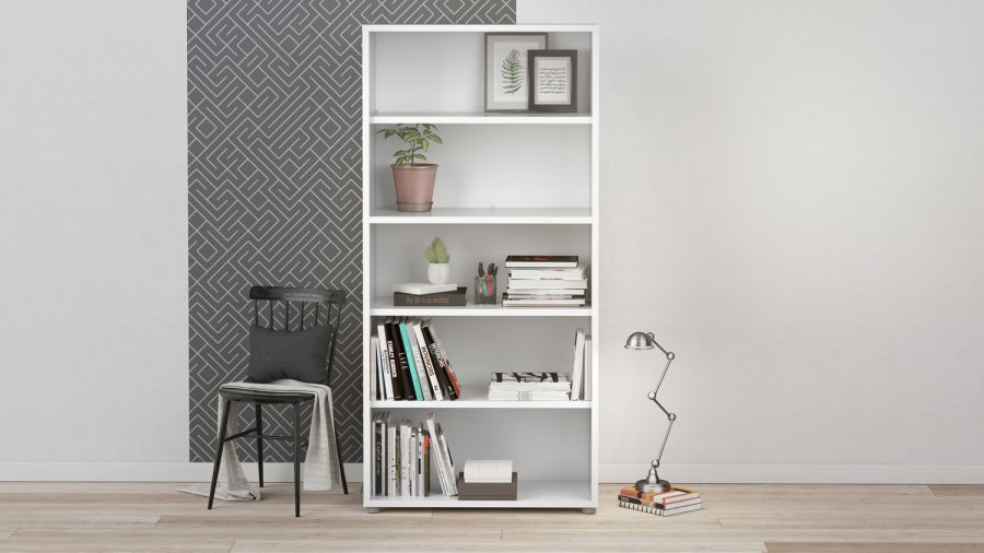 
TVILUM PRIMA reol - hvid, sort, 4 hylder
