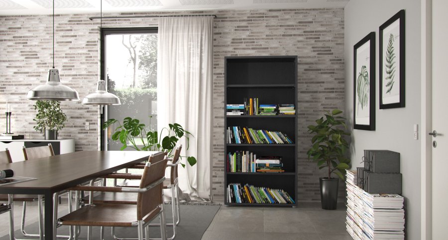 
TVILUM PRIMA reol - hvid, sort, 4 hylder
