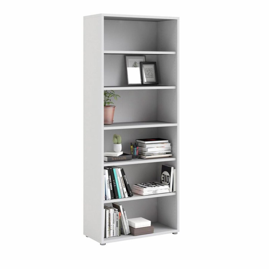 TVILUM Prima Bücherregal, mit 5 Regalen – weißes Melamin (H: 221,7 cm x 89,2 cm x 40,1 cm)