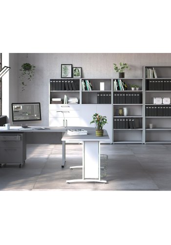 TVILUM Prima Bücherregal, mit 5 Regalen – weißes Melamin (H: 221,7 cm x 89,2 cm x 40,1 cm)