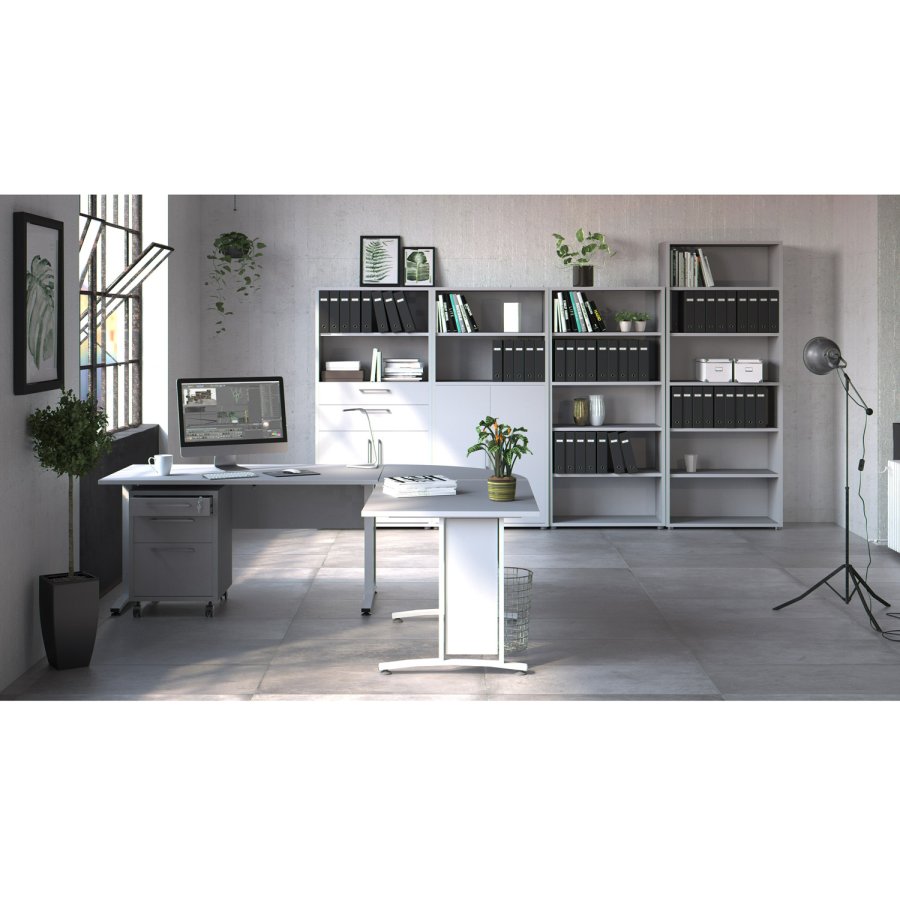 TVILUM Prima Bücherregal, mit 5 Regalen – weißes Melamin (H: 221,7 cm x 89,2 cm x 40,1 cm)