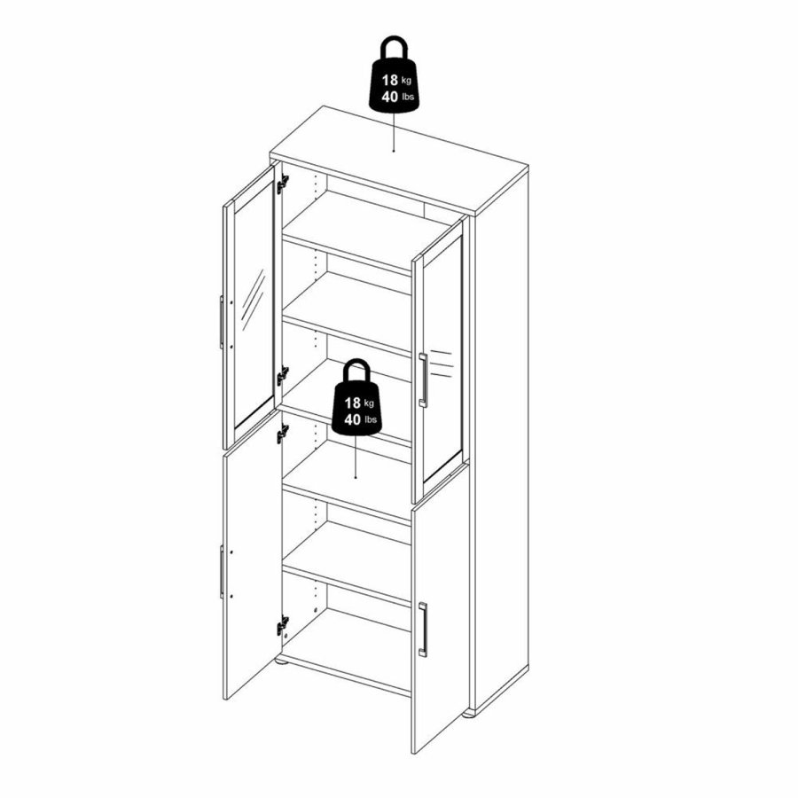 TVILUM Prima Bücherregal, mit 5 Regalen – weißes Melamin (H: 221,7 cm x 89,2 cm x 40,1 cm)