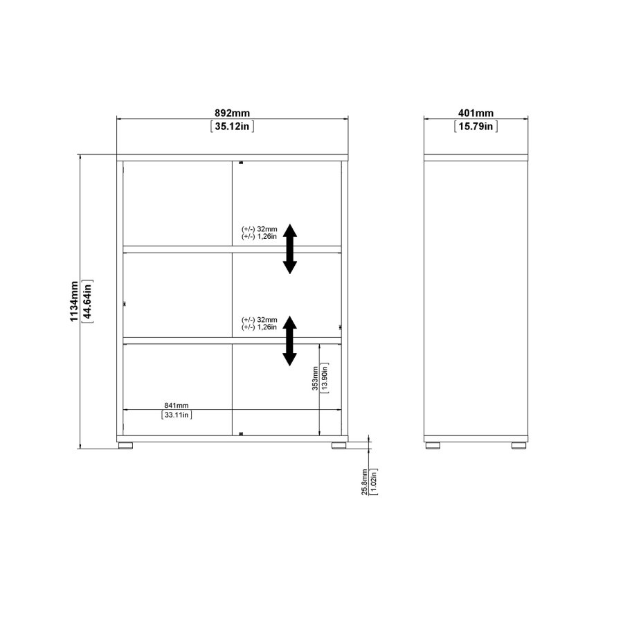 TVILUM Prima Bücherregal - Eichenstruktur, mit 2 Regalen 