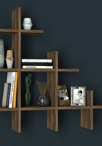 FUNZI LIVING Juke vegghylle - valnttmelamin