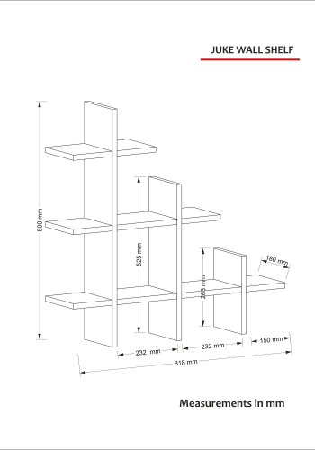 FUNZI LIVING Juke vegghylle - valnttmelamin