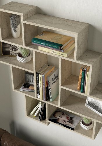 FUNZI LIVING Parola vegghylle - travertin melamin