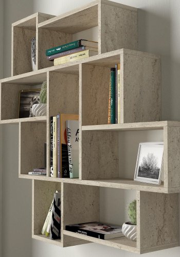 FUNZI LIVING Parola vegghylle - travertin melamin