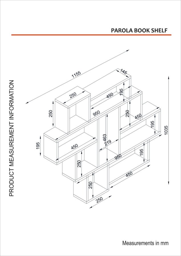 FUNZI LIVING Parola vegghylle - travertin melamin