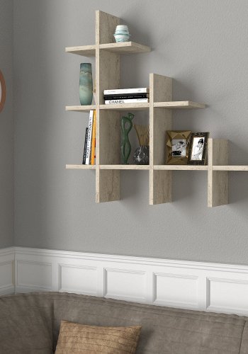 FUNZI LIVING Juke vegghylle - travertin melamin