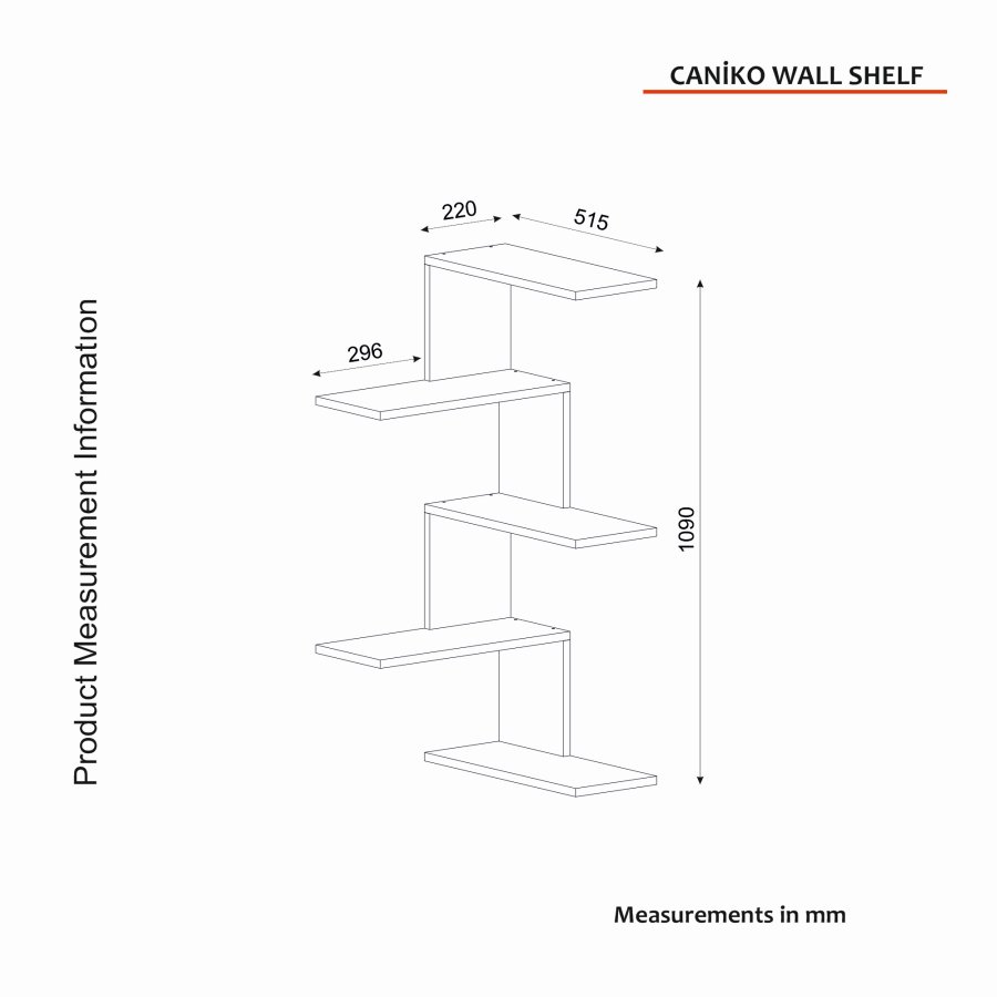 FUNZI LIVING Caniko vegghylle - travertin melamin