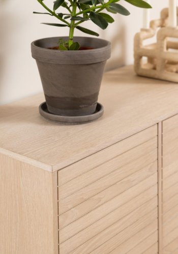 ACT NORDIC Linley sknk, m. 4 lger med lamel og 4 hylder - hvidpigmenteret egefinér og eg