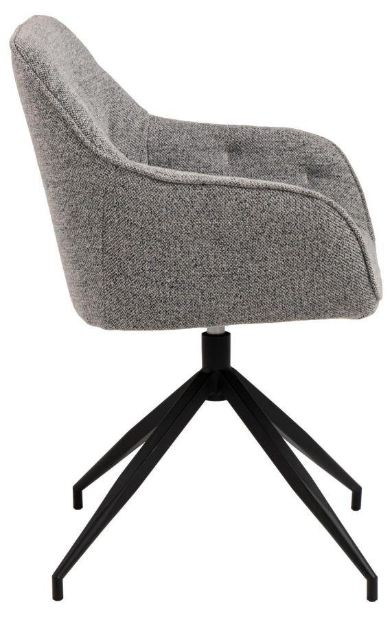 ACT NORDIC Brooke spisebordsstol, m armlener, svingfunksjon, sm - grtt stoff og sort stl