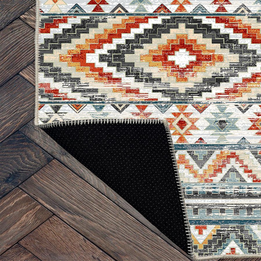 TEPPI WOOBTNY0126 mnstret teppe, rektangulrt - grtt/flerfarget bomull/chenille (160x230)