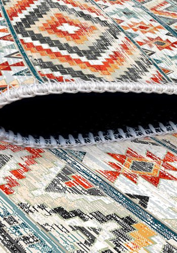 TEPPI WOOBTNY0126 mnstret teppe, rektangulrt - grtt/flerfarget bomull/chenille (160x230)