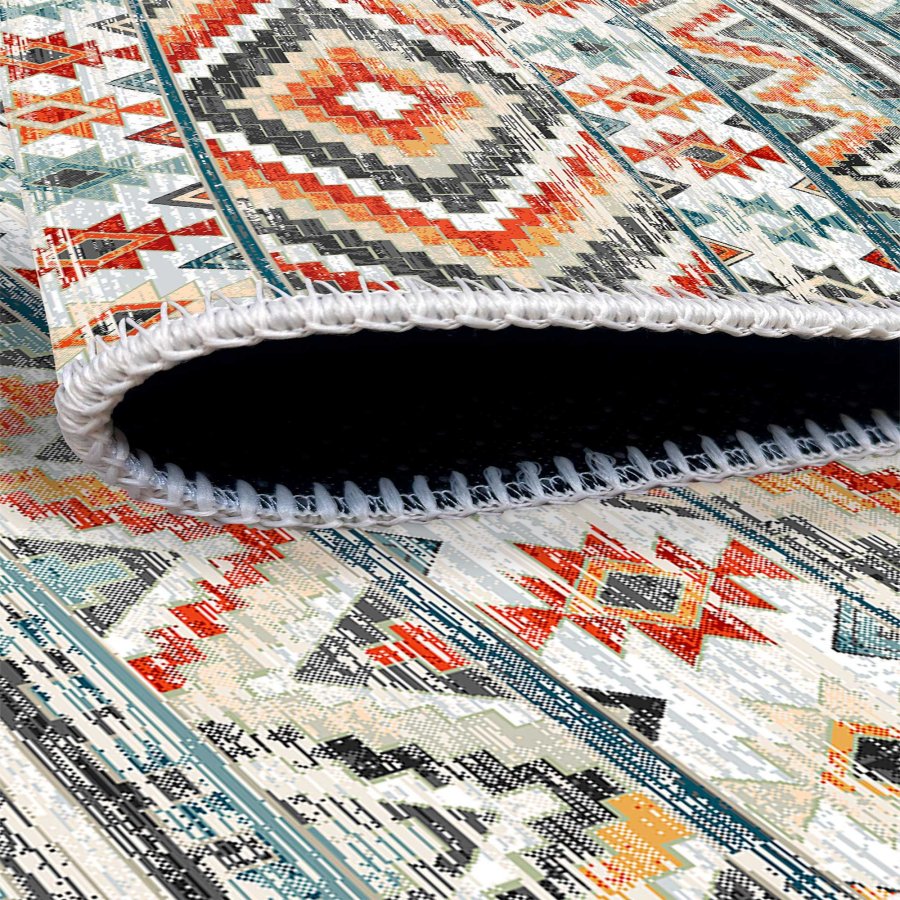 TEPPI WOOBTNY0126 mnstret teppe, rektangulrt - grtt/flerfarget bomull/chenille (160x230)