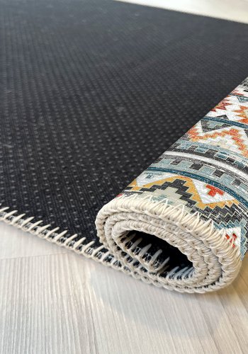 TEPPI WOOBTNY0126 mnstret teppe, rektangulrt - grtt/flerfarget bomull/chenille (160x230)