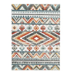 TEPPI WOOBTNY0126 mnstret teppe, rektangulrt - grtt/flerfarget bomull/chenille (160x230)