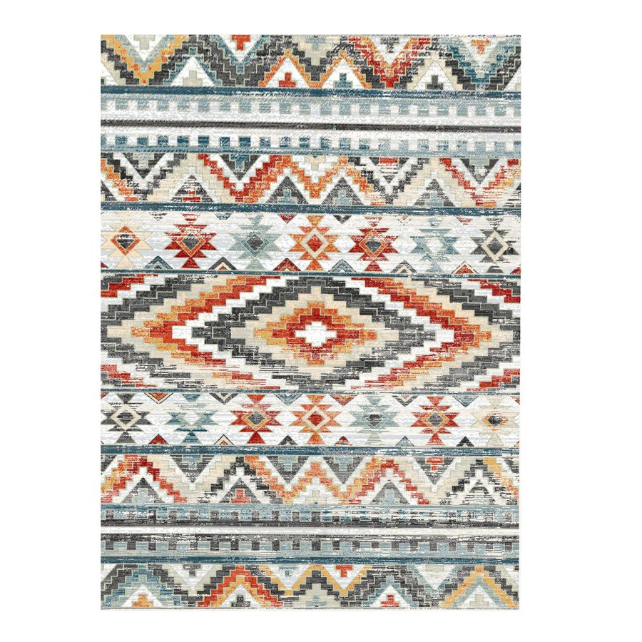 TEPPI WOOBTNY0126 mnstret teppe, rektangulrt - grtt/flerfarget bomull/chenille (160x230)