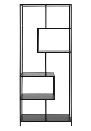 ACT NORDIC Seaford bogreol - sort melamin ask/metal, m. 5 hylder(H:185cm x77cm x cm)
