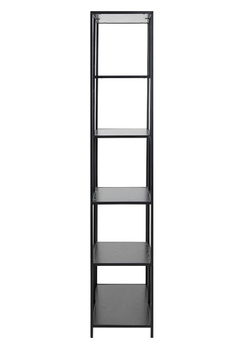 ACT NORDIC Seaford bogreol - sort melamin ask/metal, m. 5 hylder(H:185cm x77cm x cm)