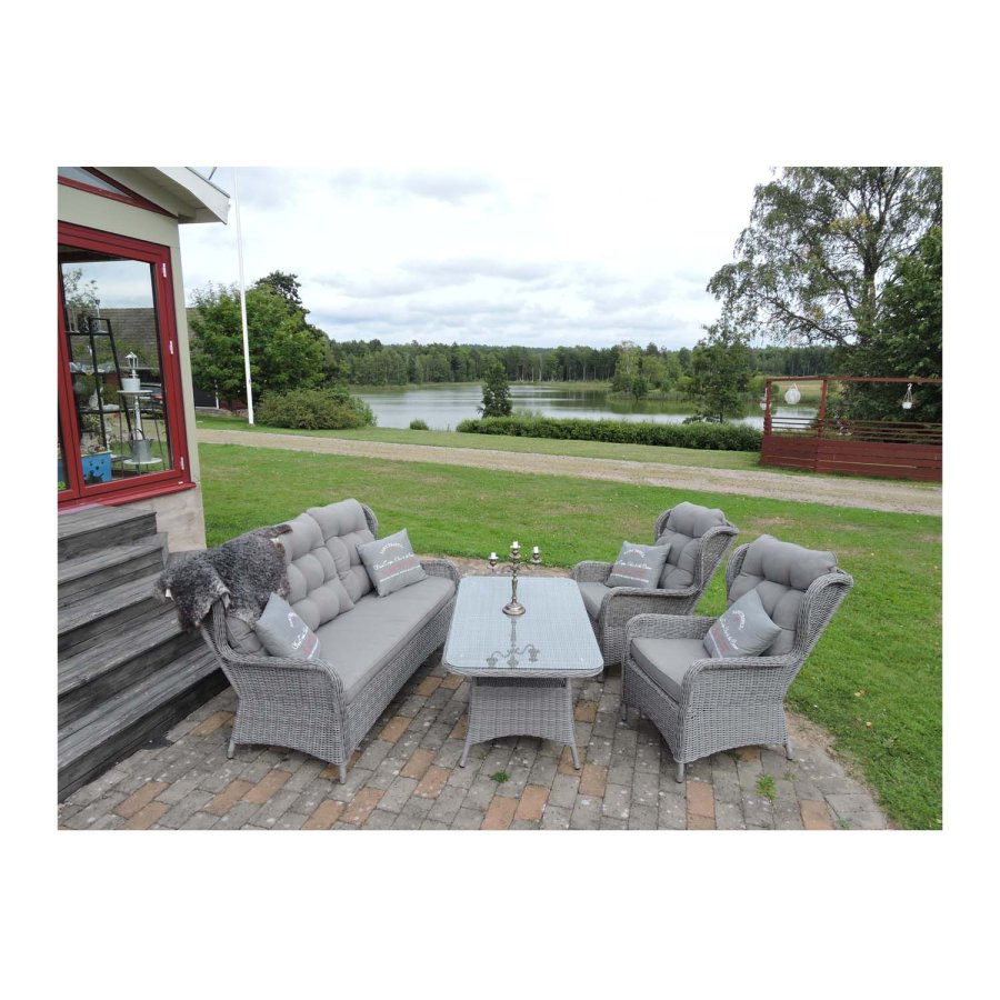 VENTURE DESIGN Washington Soffa Trädgrdsset 3 + 2 + 1-sits med Gra Dynor - Gr Rotting