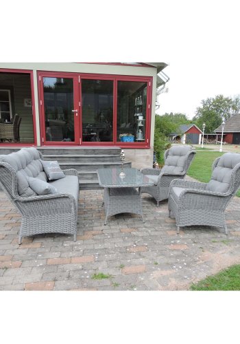 VENTURE DESIGN Washington Soffa Trädgrdsset 3 + 2 + 1-sits med Gra Dynor - Gr Rotting