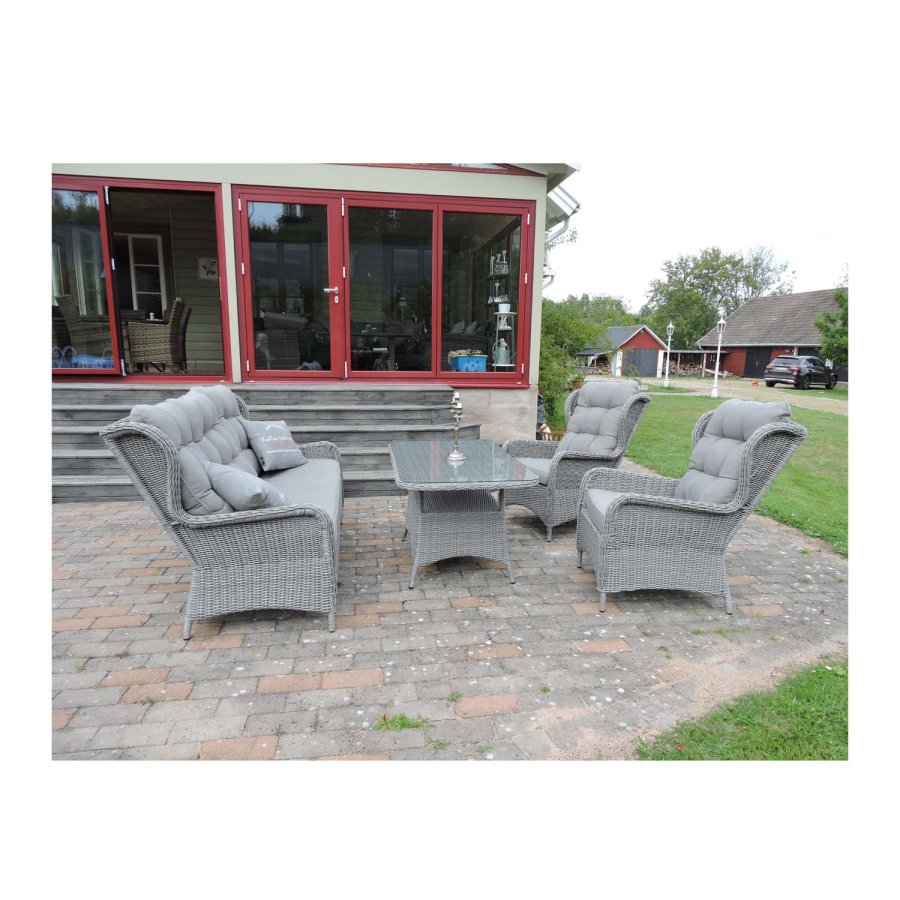 VENTURE DESIGN Washington Soffa Trädgrdsset 3 + 2 + 1-sits med Gra Dynor - Gr Rotting