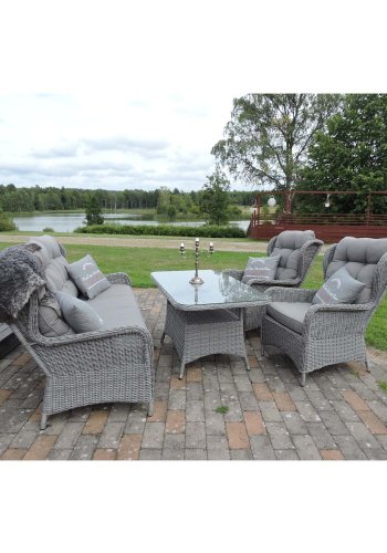 VENTURE DESIGN Washington Soffa Trädgrdsset 3 + 2 + 1-sits med Gra Dynor - Gr Rotting