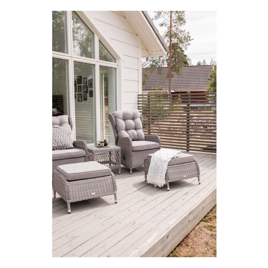 VENTURE DESIGN Washington Hopfällbar Ftölj Trädgrdsset med Gra Dynor och Glasbord - Gr Alu