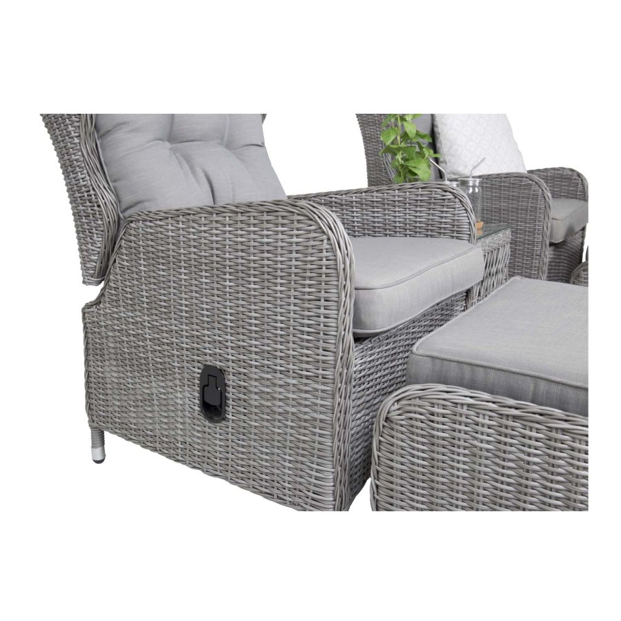 VENTURE DESIGN Washington Hopfällbar Ftölj Trädgrdsset med Gra Dynor och Glasbord - Gr Alu