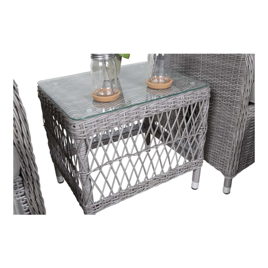 VENTURE DESIGN Washington Hopfällbar Ftölj Trädgrdsset med Gra Dynor och Glasbord - Gr Alu