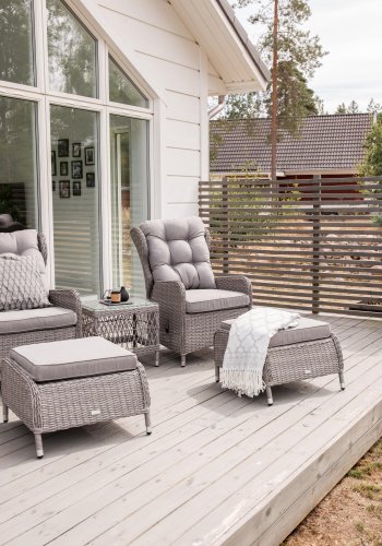 VENTURE DESIGN Washington Hopfällbar Ftölj Trädgrdsset med Gra Dynor och Glasbord - Gr Alu