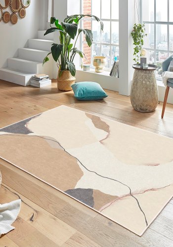 TEPPI WOOBTNY0203 gulvtppe m. mnster, rektangulr - creme/multifarvet bomuld/chenille (160x250)