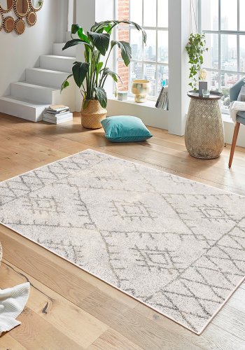 TEPPI WOOBTNY0230 gulvtppe m. mnster, rektangulr - creme/multifarvet bomuld/chenille (160x230)