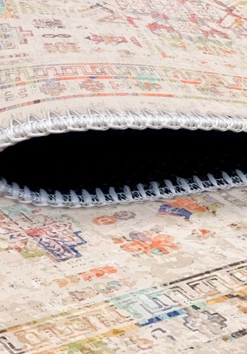 TEPPI WOOBTNY0245 gulvtppe m. mnster, rektangulr - creme/multifarvet bomuld/chenille ( (120x180)