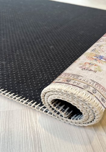 TEPPI WOOBTNY0245 gulvtppe m. mnster, rektangulr - creme/multifarvet bomuld/chenille (160x230)