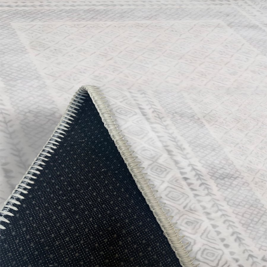 TEPPI WOOBTNY0248 gulvtppe m. mnster, rektangulr - gr/multifarvet bomuld/chenille (120x180)