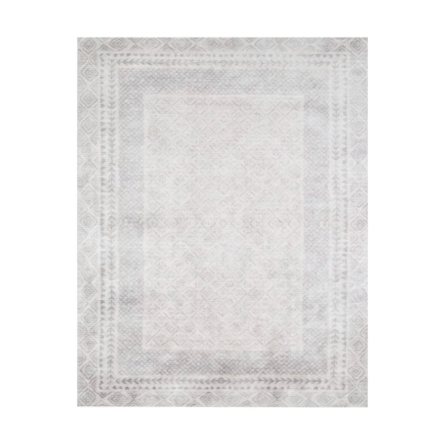 TEPPI WOOBTNY0248 gulvtppe m. mnster, rektangulr - gr/multifarvet bomuld/chenille (120x180)