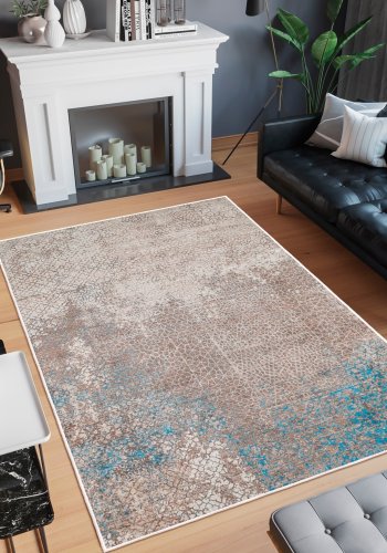 TEPPI WOOBTNY0249 gulvtppe m. mnster, rektangulr - brun/multifarvet bomuld/chenille (160x230)