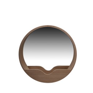 ZUIVER vgspejl, rund - spejlglas og brun egefinér (60)