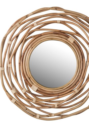 DUTCHBONE Kubu veggspeil, rundt - speilglass og brun rotting (75)