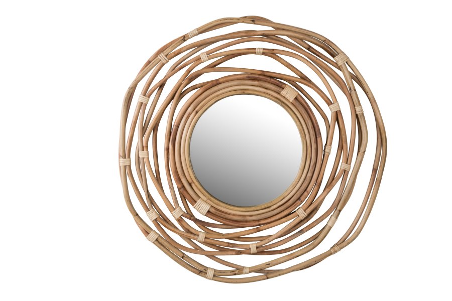 DUTCHBONE Kubu veggspeil, rundt - speilglass og brun rotting (75)