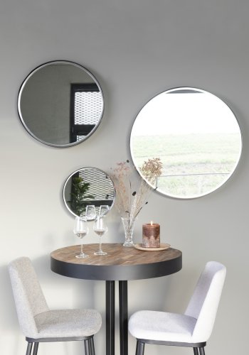 WHITE LABEL LIVING Raj Stort veggspeil, rundt - speilglass og sort stl (75)