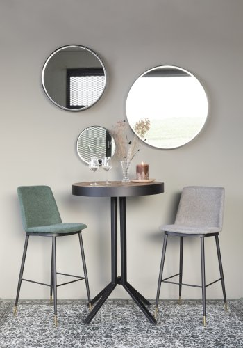 WHITE LABEL LIVING Raj Stort veggspeil, rundt - speilglass og sort stl (75)