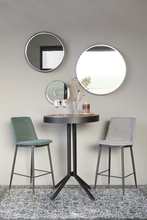 WHITE LABEL LIVING Raj Stort veggspeil, rundt - speilglass og sort stl (75)