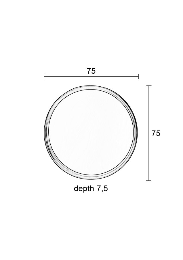 WHITE LABEL LIVING Raj Stort veggspeil, rundt - speilglass og sort stl (75)