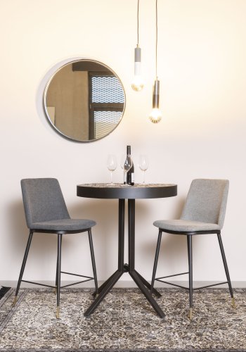 WHITE LABEL LIVING Raj Medium veggspeil, rundt - speilglass og sort stl (60)